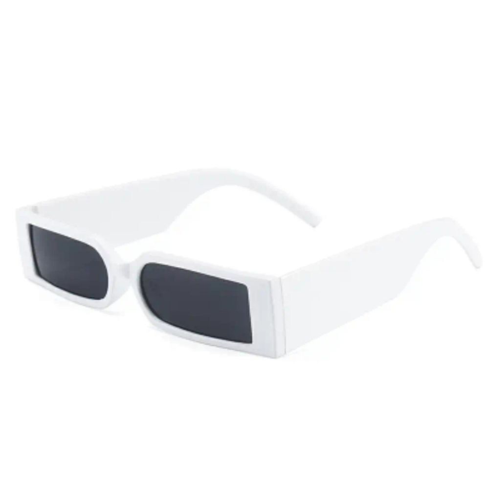 Vintage Unisex rectangler White celebrity sunglasses